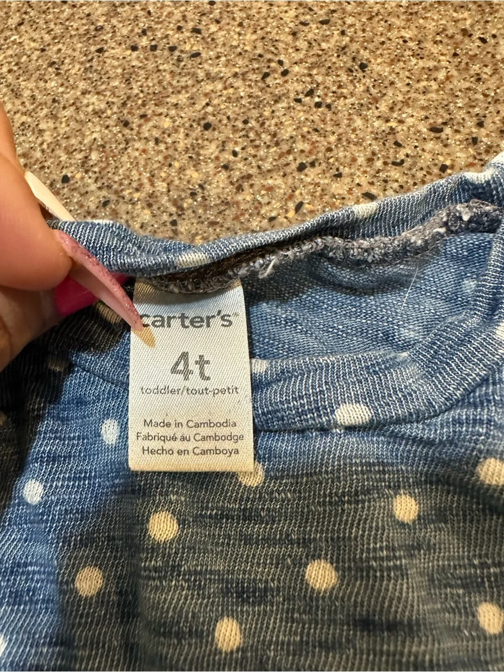 Carter's Blue Polka Dot Long-Sleeve Top with LOVE Stitch